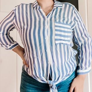 Striped Button-Up Blouse
